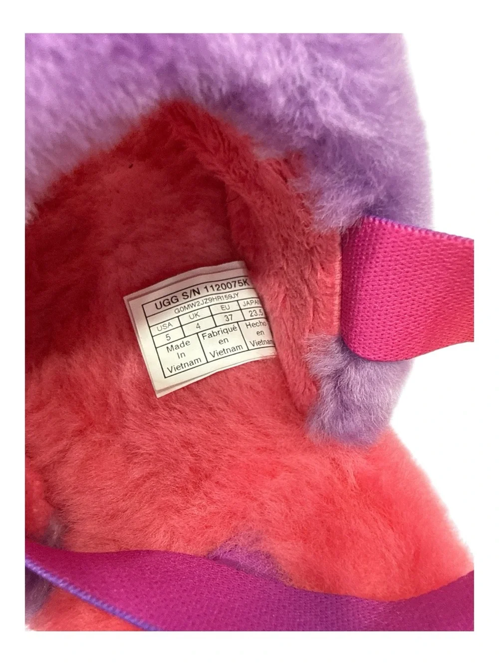 UGG Kids Pink & Purple Fluff Slide Sandals KIDS UGG FLUFF YEAH LOGO SLIDES sz 5